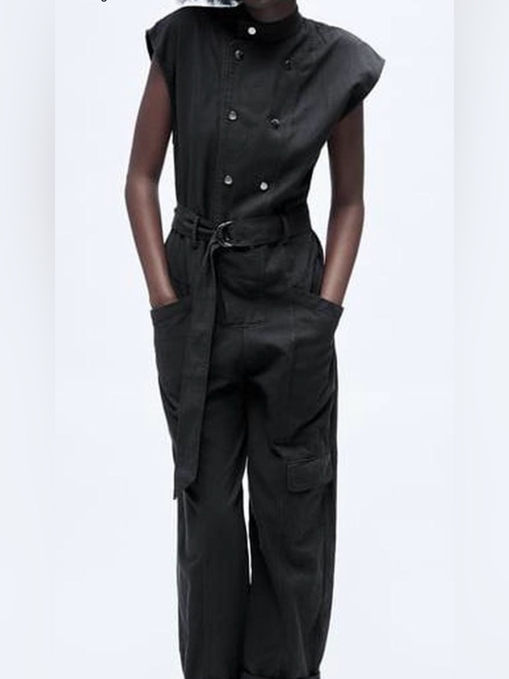 Zara charcoal grey Utility Belted Jumpsuit - Women